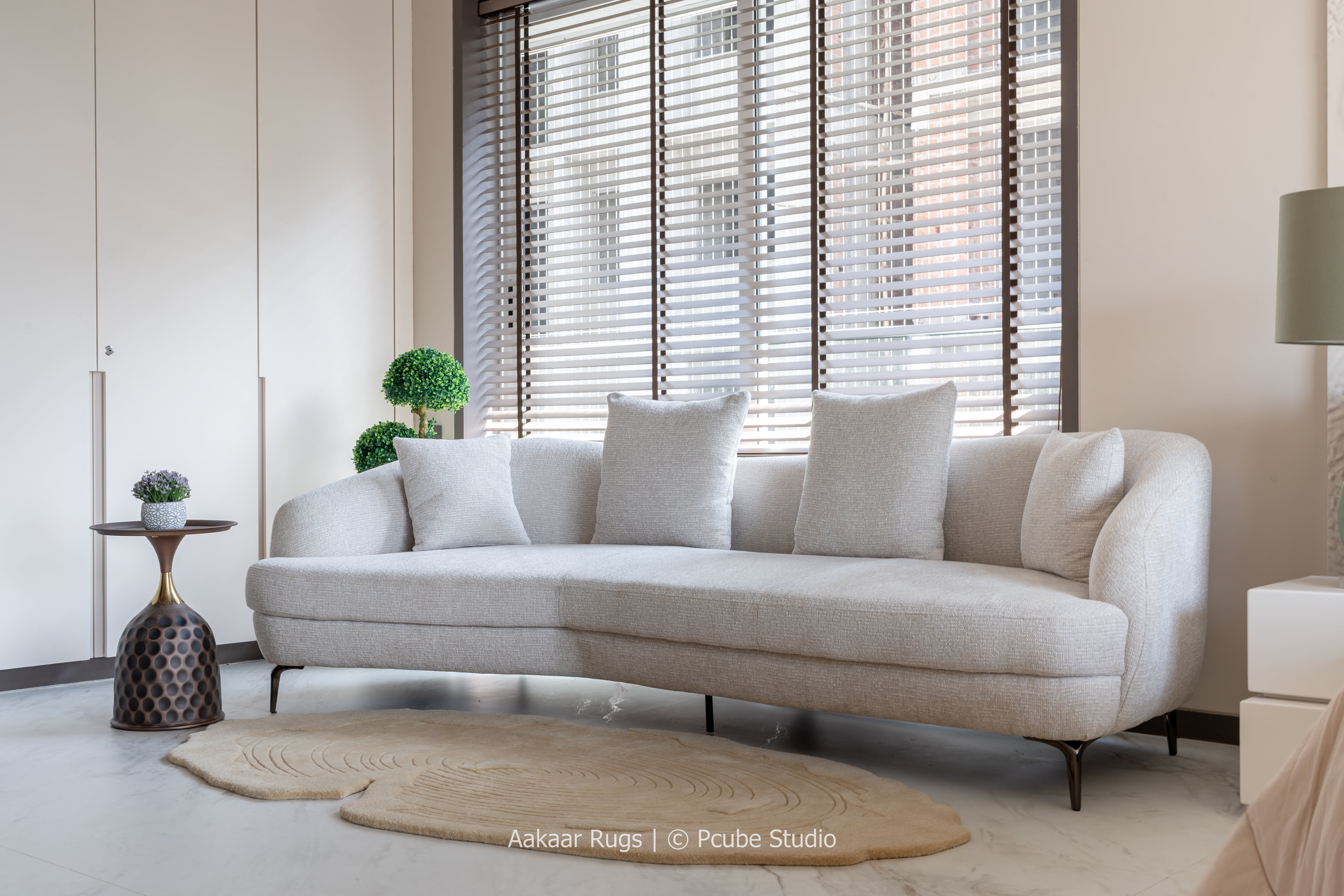 Serene Ripple – Minimal Textured Beige Rug