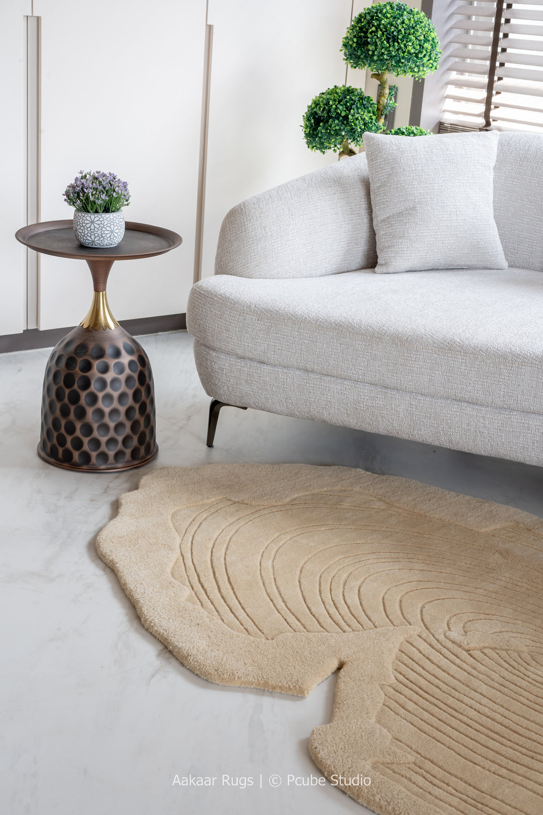 Serene Ripple – Minimal Textured Beige Rug