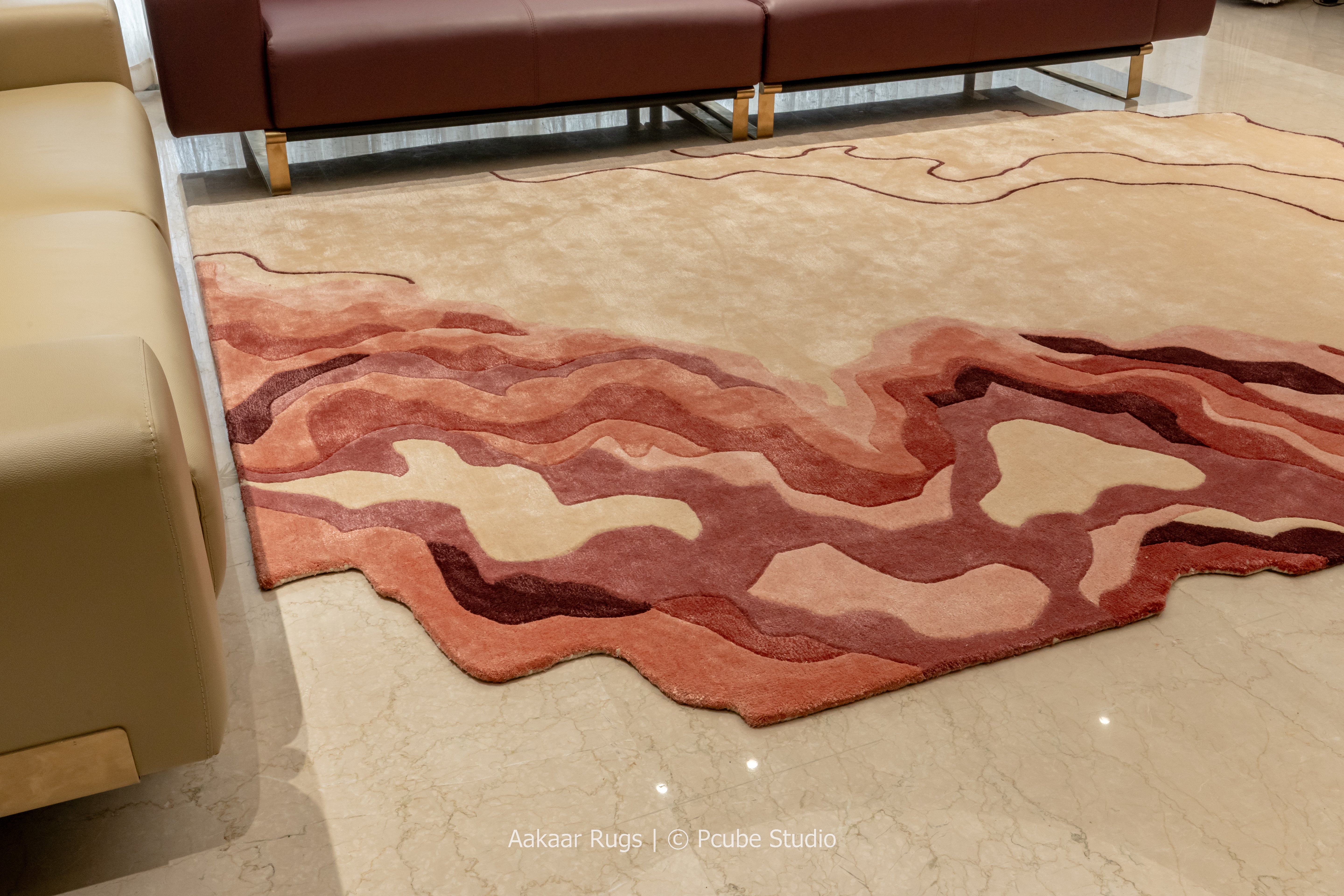 Aurelia Terrain – Sculpted Art Rug in Terracotta Ombre
